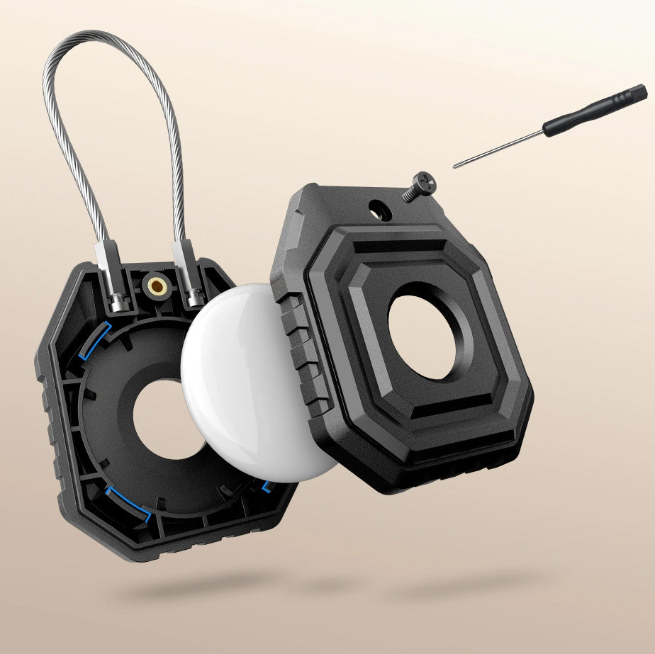 Schutzhülle / Schlüsselanhänger für Apple AirTag 1 / 2, Tech-Protect Kevlar Seal, Schwarz