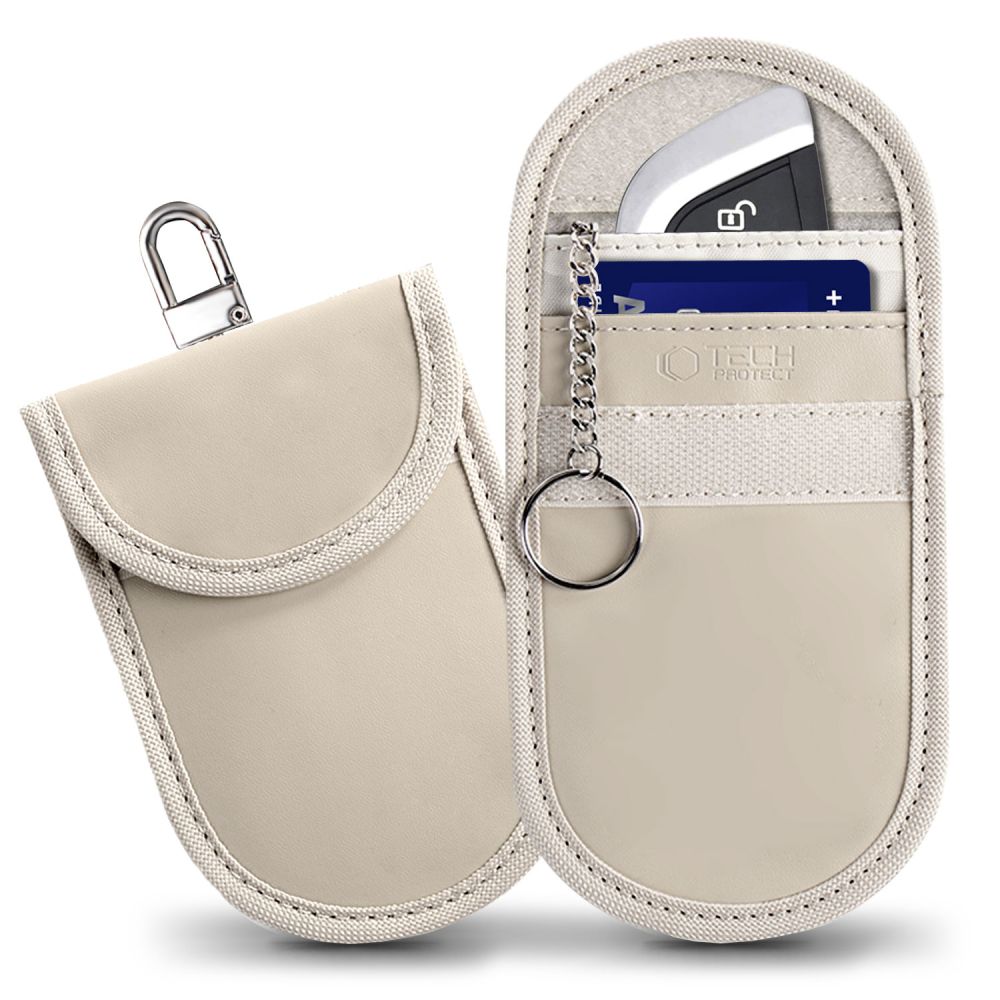 Tech-Protect KLR100 Pouch Keyless RFID Signal Blocker Faraday Cage Case, Beige