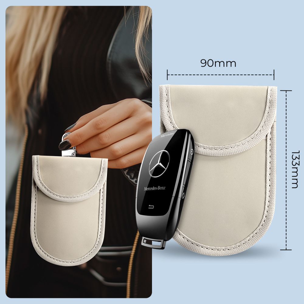 Tech-Protect KLR100 Pouch Keyless RFID Signal Blocker Faraday Cage Case, Beige