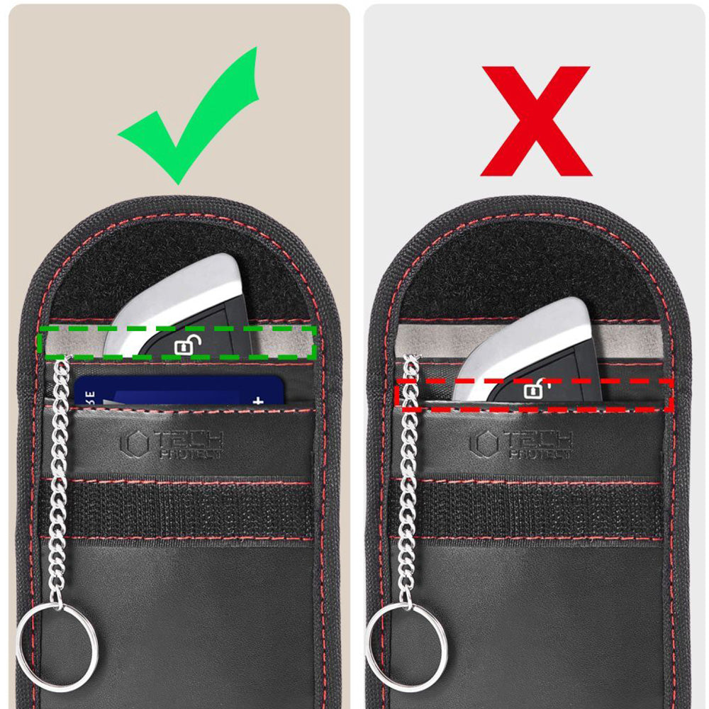 Schutzhülle Faradayscher Käfig, Tech-Protect KLR100 Pouch Keyless RFID Signal Blocker Case, Schwarz-Rot