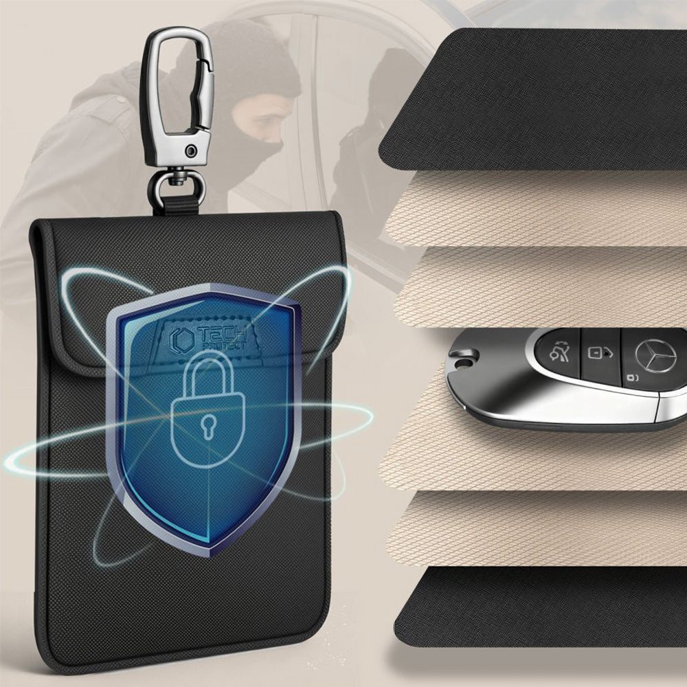 Schutzhülle Faradayscher Käfig, Tech-Protect KLR400 Pouch Keyless RFID Signal Blocker Case, Schwarz