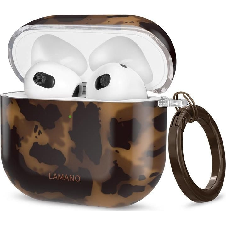 Schutzhülle für Apple AirPods 4, Tech-Protect Lamano, Braun mit Panter