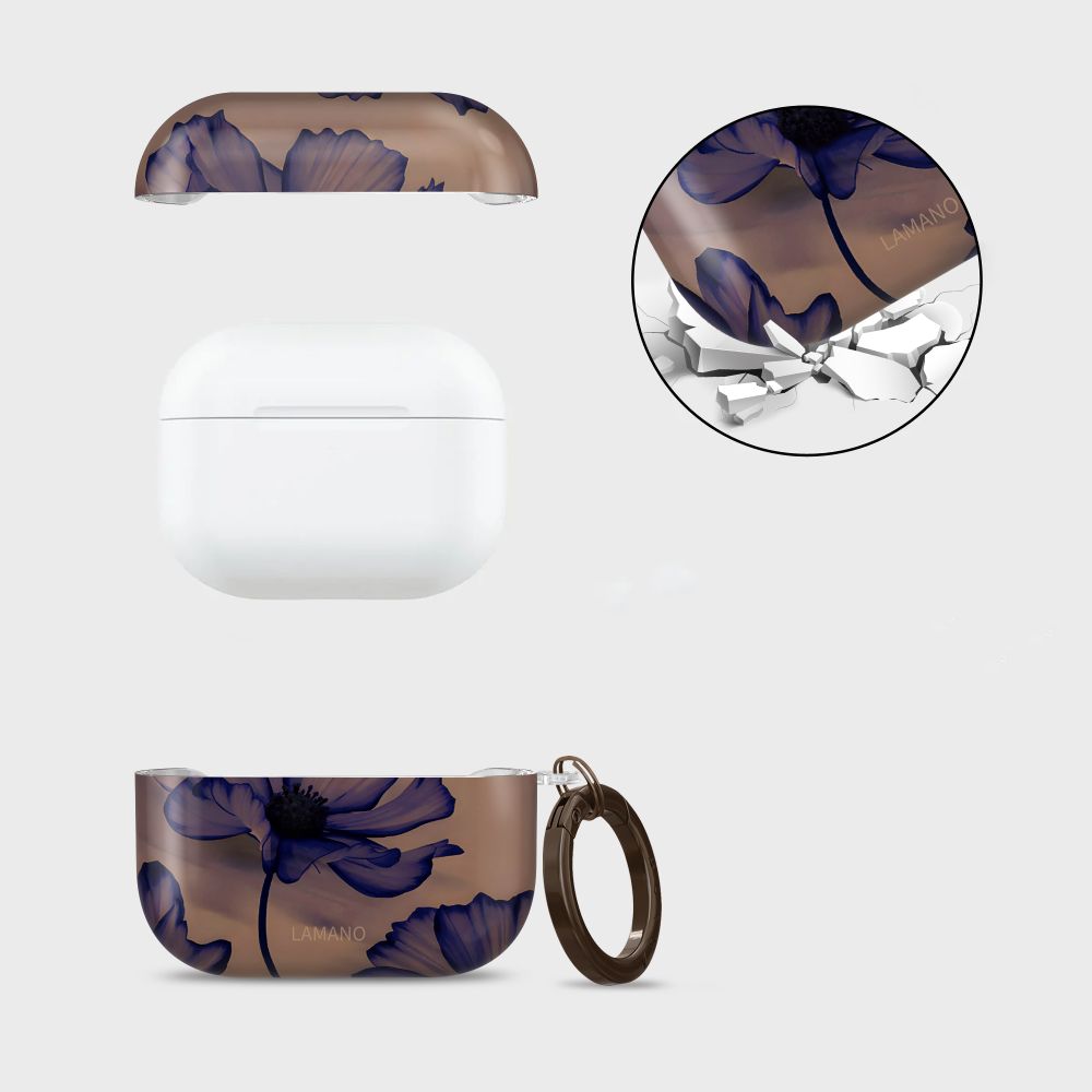 Schutzhülle für Apple AirPods Pro 1 / 2, Tech-Protect Lamano, Braun mit Blumen