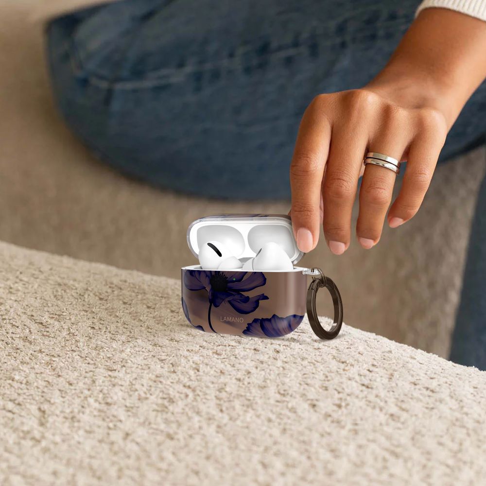 Schutzhülle für Apple AirPods Pro 1 / 2, Tech-Protect Lamano, Braun mit Blumen