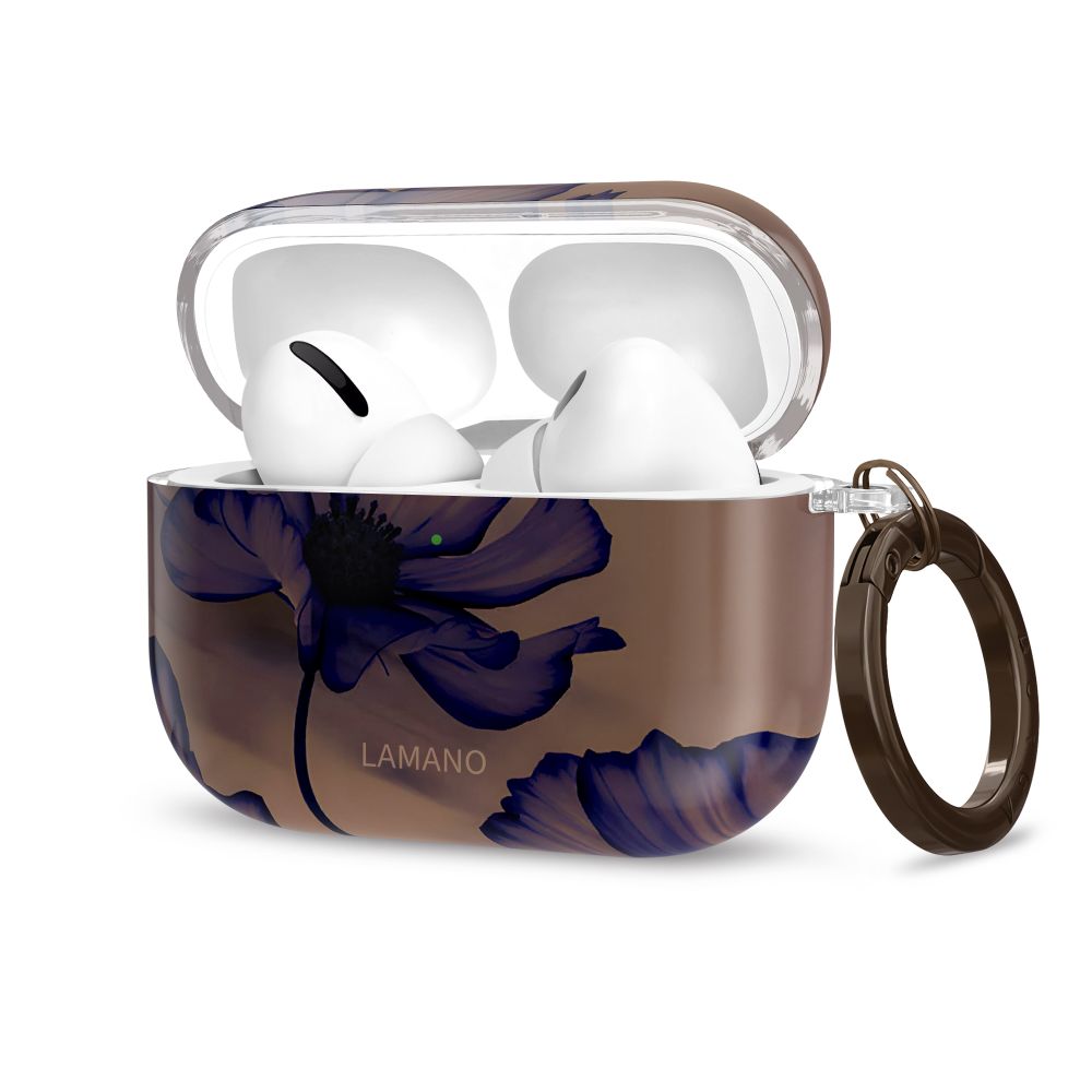 Schutzhülle für Apple AirPods Pro 1 / 2, Tech-Protect Lamano, Braun mit Blumen