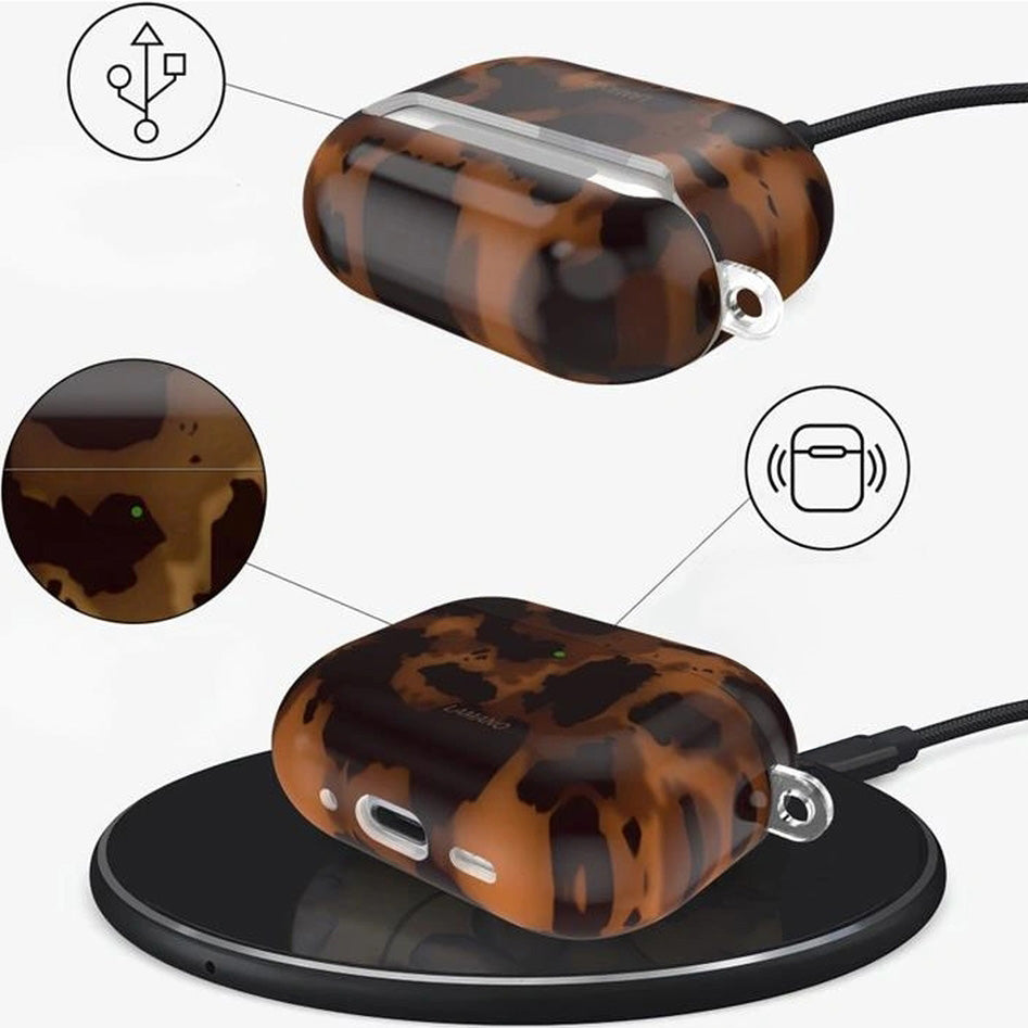 Schutzhülle für Apple AirPods Pro 3, Tech-Protect Lamano, Braune Leopardenfell