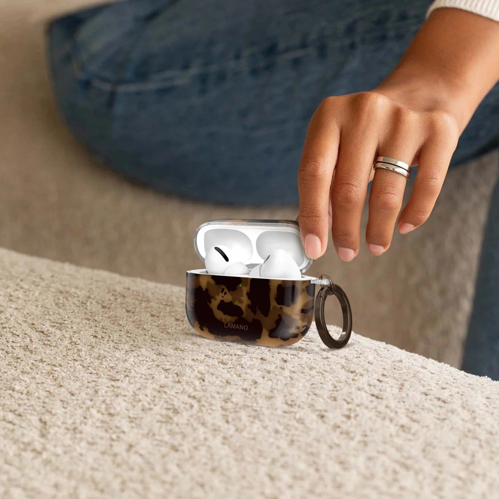 Schutzhülle für Apple AirPods Pro 3, Tech-Protect Lamano, Braune Leopardenfell