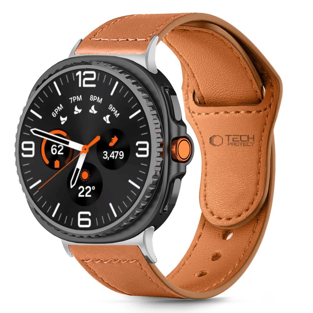 Armband für Galaxy Watch 8 40 mm / 44 mm / 8 Classic 46 mm, Tech-Protect LeatherFit, Braun
