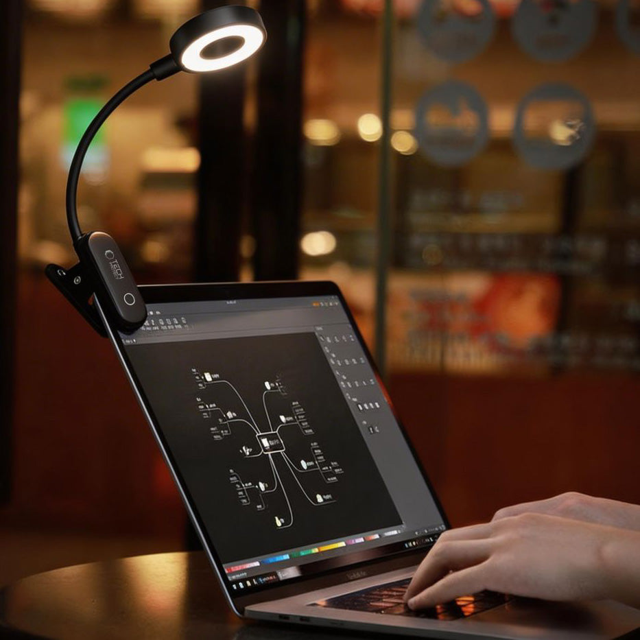 LED Clip Lampe mit Akku, Tech-Protect LL100 Clip Reading Light, 300 mAh, 3000K/ 4500K/ 6000K, Schwarz