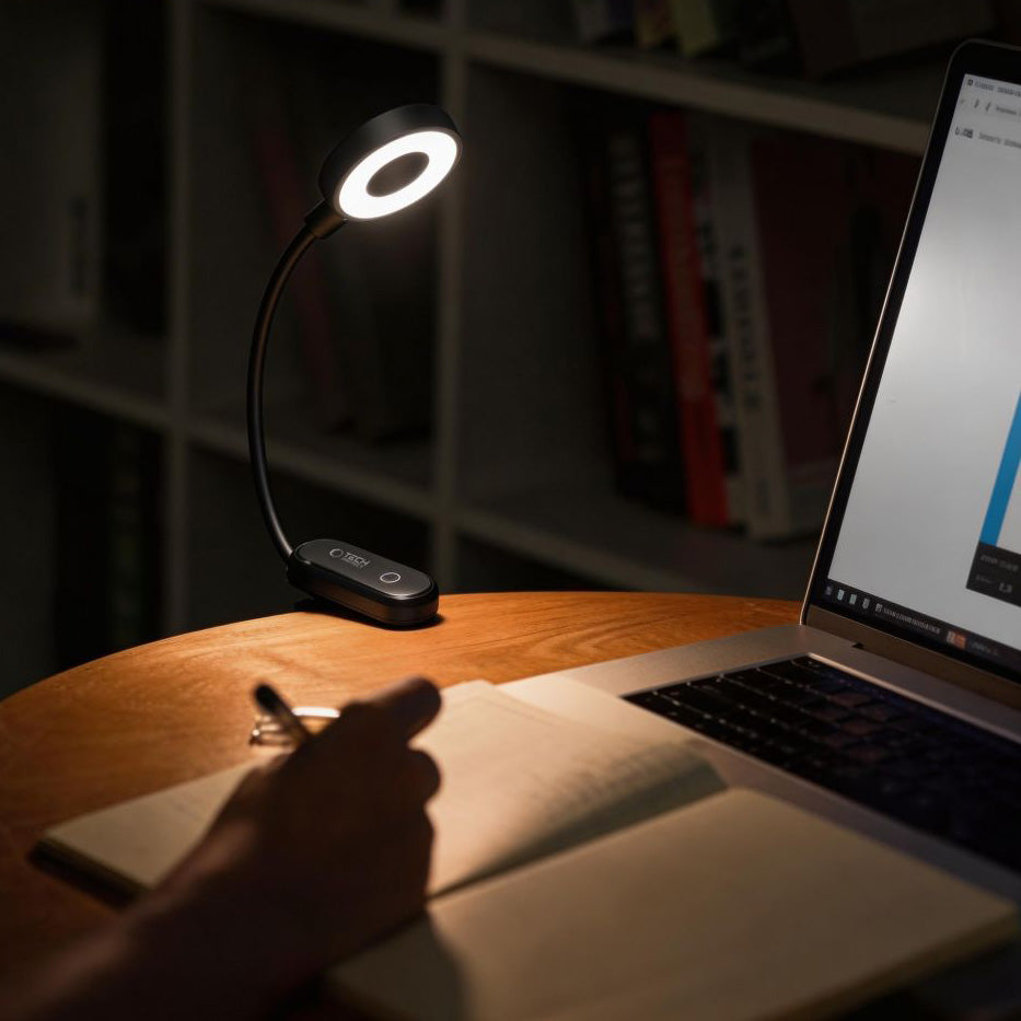 LED Clip Lampe mit Akku, Tech-Protect LL100 Clip Reading Light, 300 mAh, 3000K/ 4500K/ 6000K, Schwarz