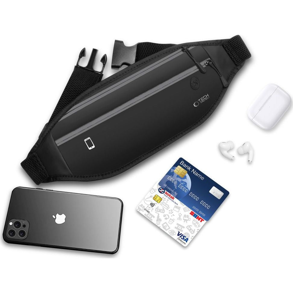 Bauchtasche für Handy / Kopfhörer / Zubehör, Tech-Protect M7 Universal Sport Waist Bag, Schwarz