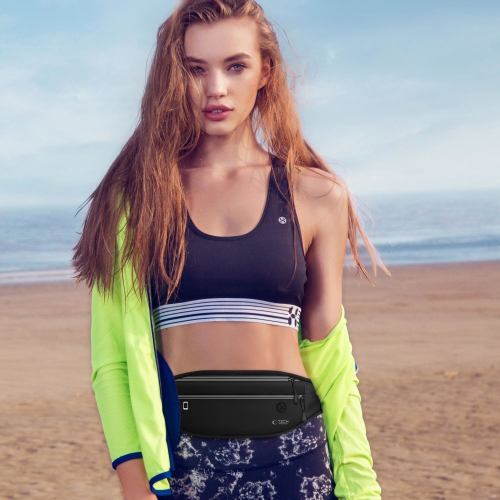Bauchtasche für Handy / Kopfhörer / Zubehör, Tech-Protect M7 Universal Sport Waist Bag, Schwarz