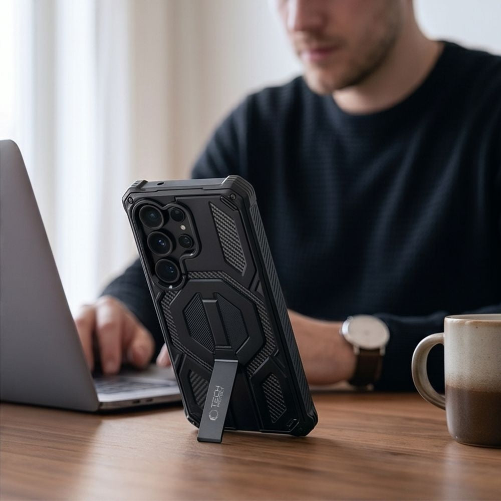 Handyhülle für Galaxy S26 Ultra, Tech-Protect MagBlast, mit MagSafe, 2x Gehärtetes Glas, Schwarz