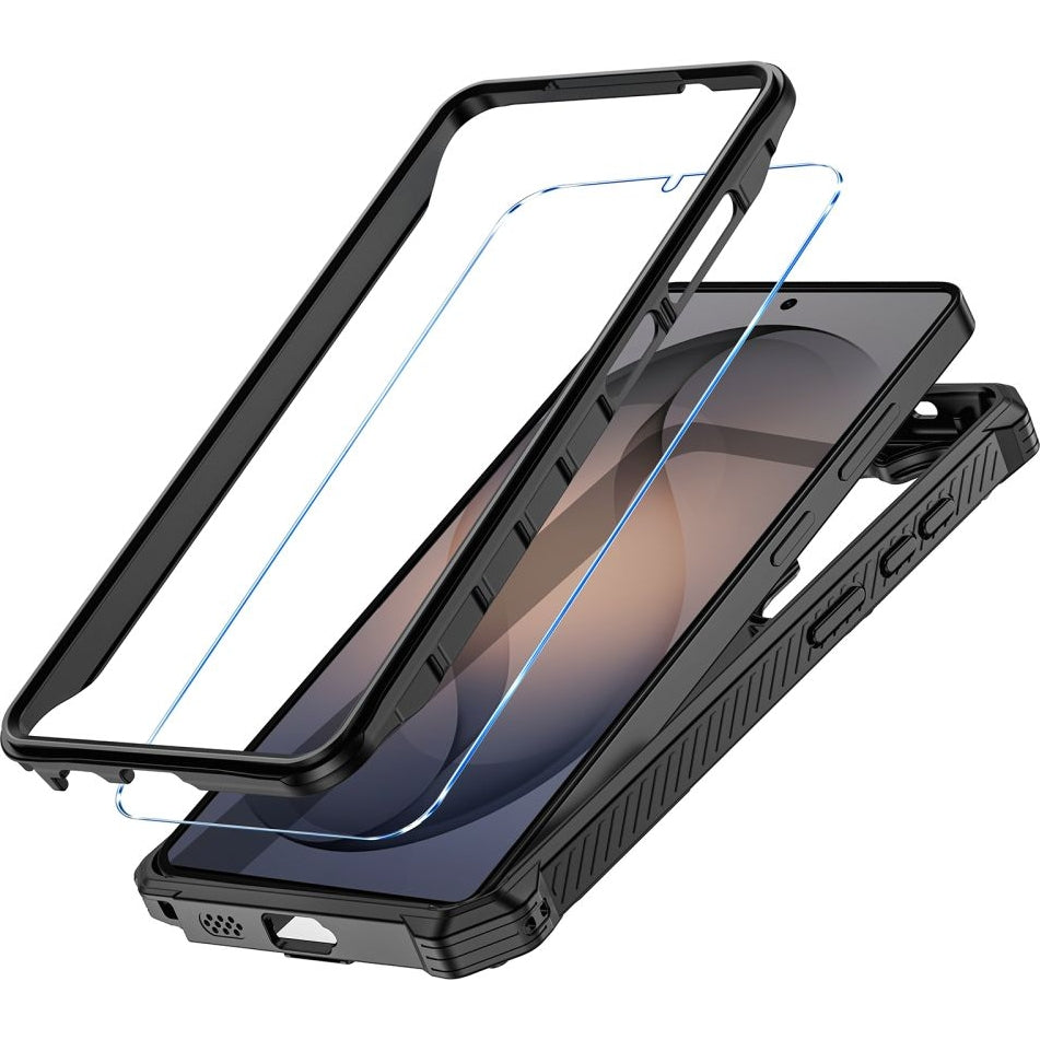 Handyhülle für Galaxy S26 Ultra, Tech-Protect MagBlast, mit MagSafe, 2x Gehärtetes Glas, Schwarz-Orange