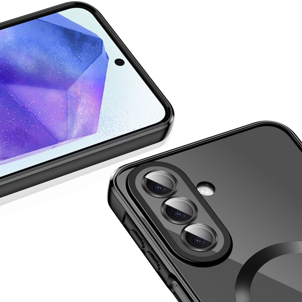 Handyhülle mit Kameraabdeckung für Galaxy A27 5G, Tech-Protect MagFlex für MagSafe, Transparent-Schwarz