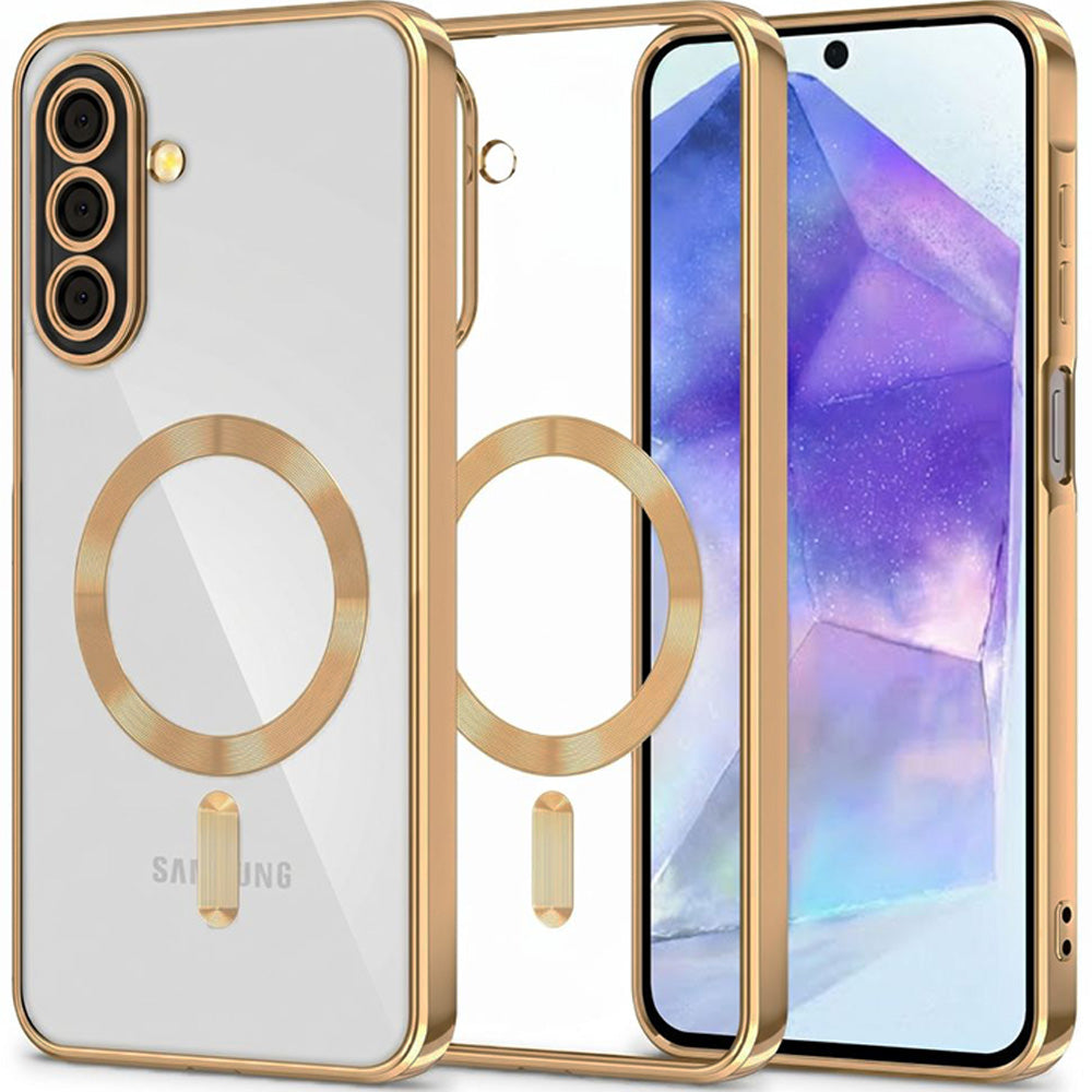 Handyhülle mit Kameraabdeckung für Galaxy A27 5G, Tech-Protect MagFlex für MagSafe, Transparent-Gold