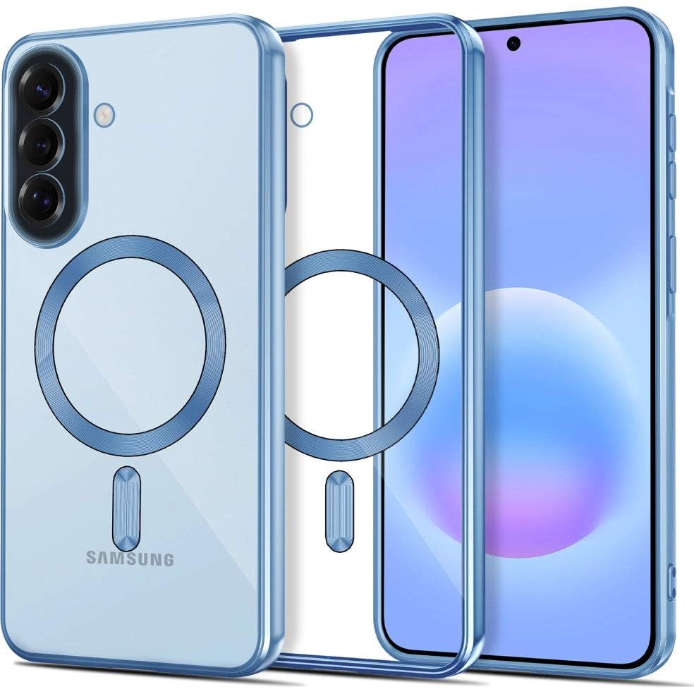 Handyhülle mit Kameraabdeckung für Galaxy A57 5G, Tech-Protect MagFlex für MagSafe, Transparent und Blau