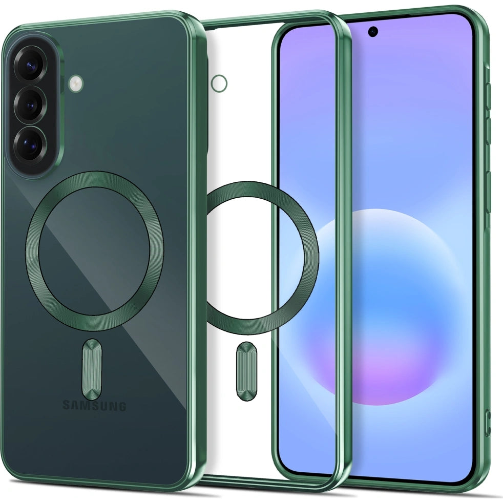 Handyhülle mit Kameraabdeckung für Galaxy A37 5G, Tech-Protect MagFlex für MagSafe, Transparent und Grün