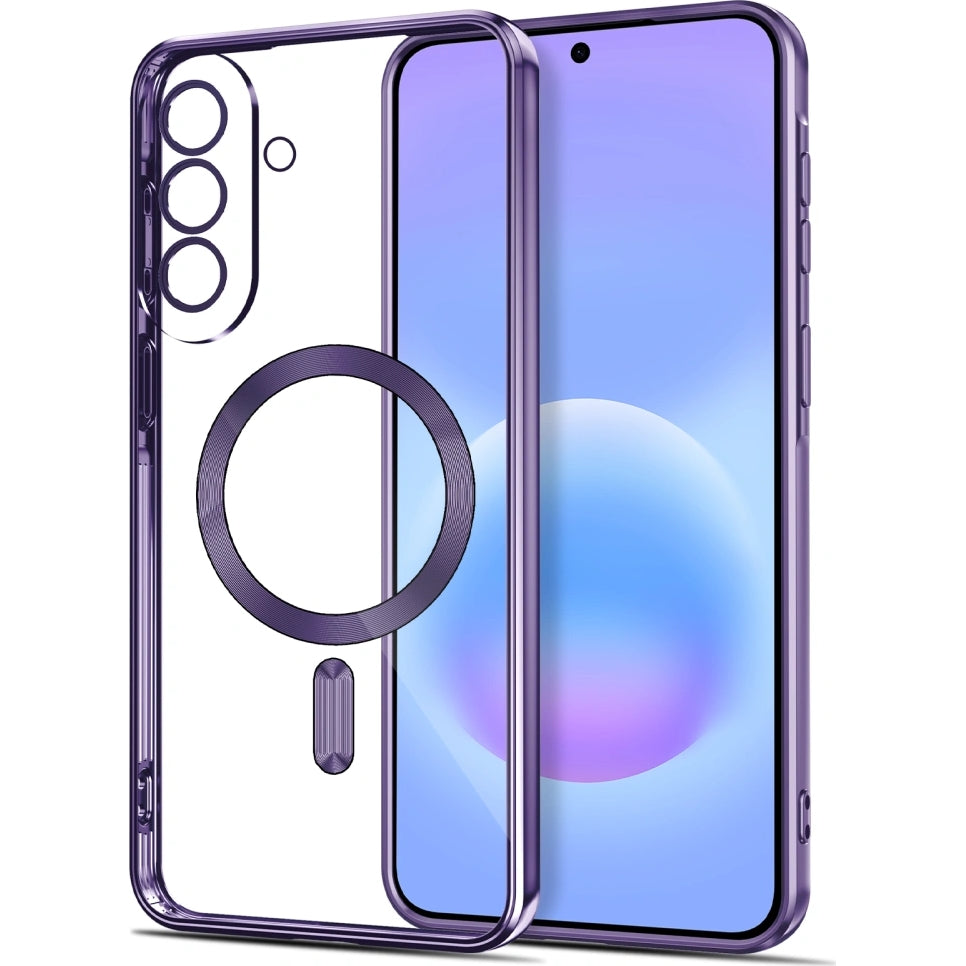 Handyhülle mit Kameraabdeckung für Galaxy A37 5G, Tech-Protect MagFlex für MagSafe, Transparent und Violett