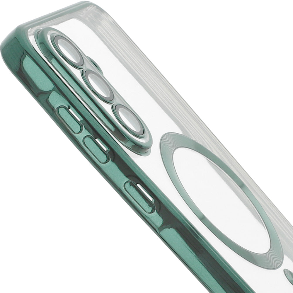 Handyhülle mit Kameraabdeckung für Galaxy A56 5G, Tech-Protect MagFlex für MagSafe, Transparent und Grün