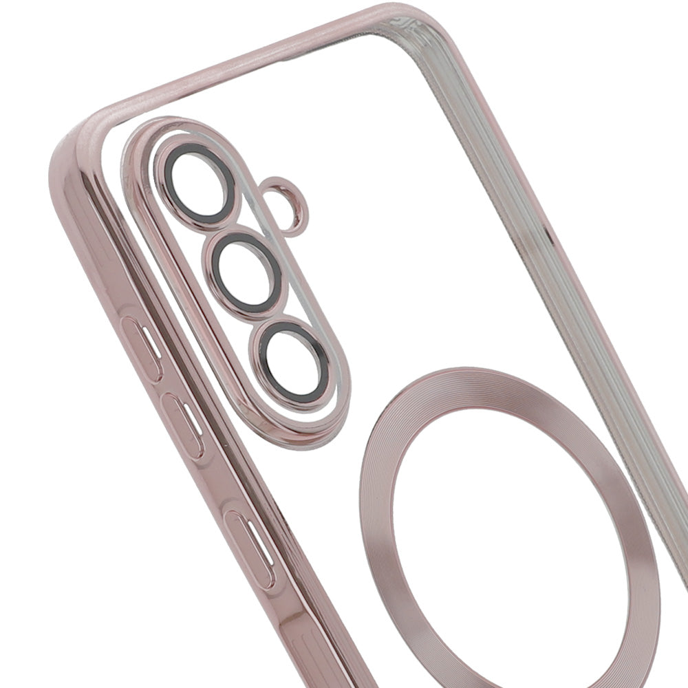 Handyhülle mit Kameraabdeckung für Galaxy A56 5G, Tech-Protect MagFlex für MagSafe, Transparent und Rosa