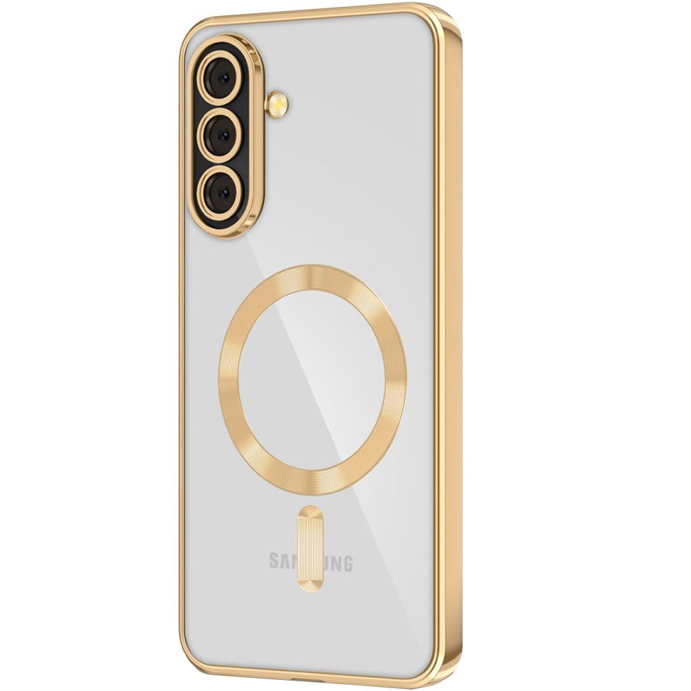 Handyhülle mit Kameraabdeckung für Galaxy A56 5G, Tech-Protect MagFlex für MagSafe, Transparent und Gold