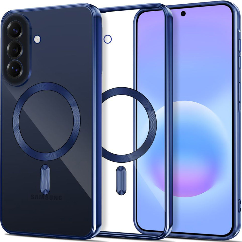Handyhülle mit Kameraabdeckung für Galaxy A57 5G, Tech-Protect MagFlex für MagSafe, Transparent-Dunkelblau