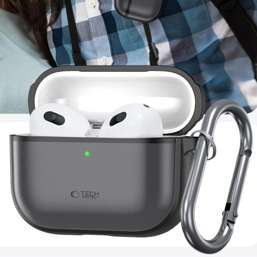 Schutzhülle für Apple AirPods Pro 3, Tech-Protect Magmat, Durchscheinend-Schwarz