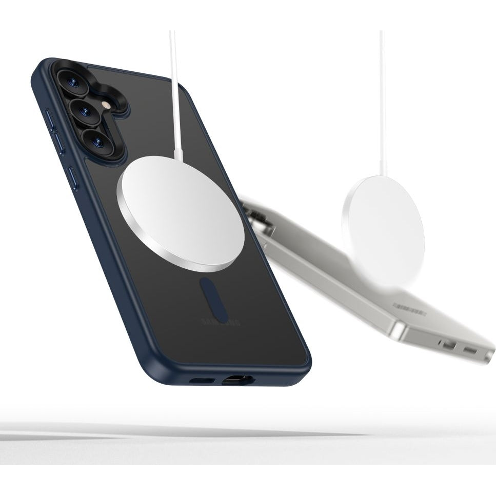Handyhülle für Galaxy S25, Tech-Protect MagMat MagSafe, Dunkelblau