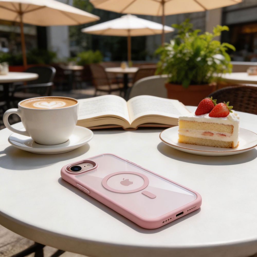 Handyhülle für iPhone 17e / 16e, Tech-Protect MagMat mit MagSafe, Transparent und Rosa