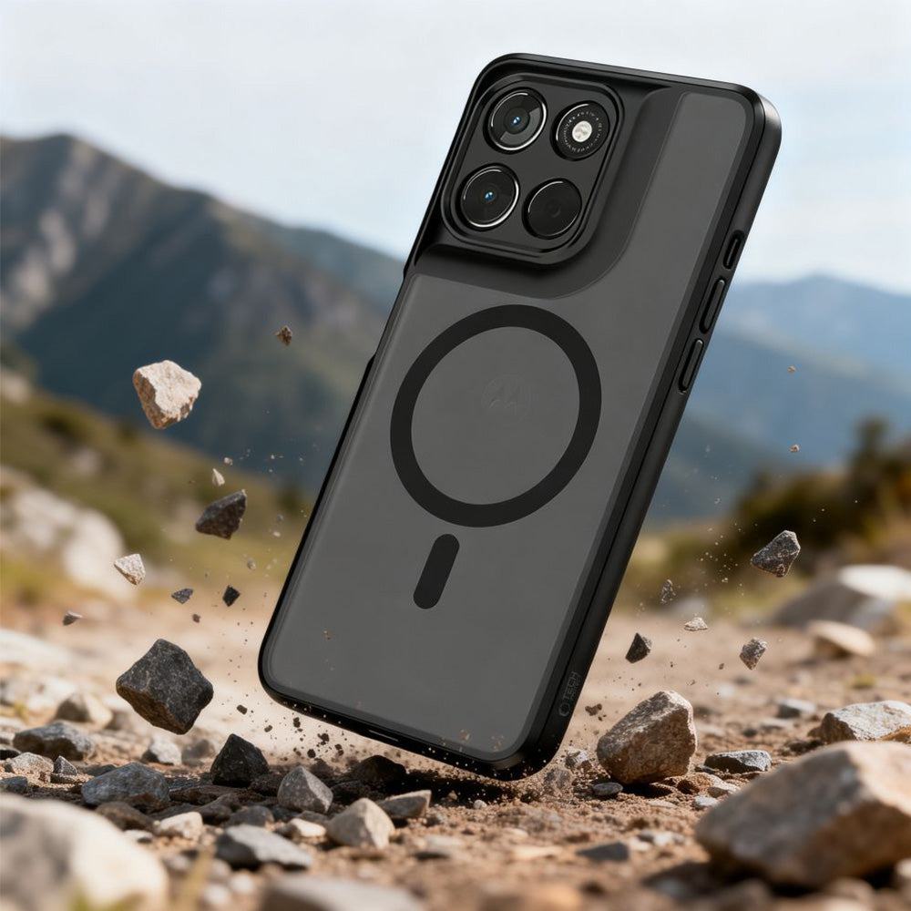 Handyhülle für Motorola Moto G67 Power / G57 Power, Tech-Protect MagMat MagSafe, Rauchfarben-Schwarz