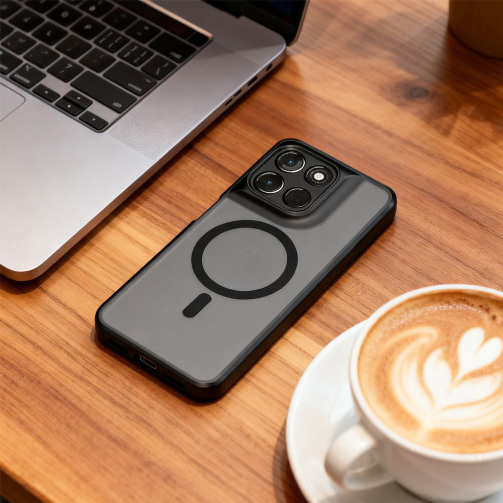 Handyhülle für Motorola Moto G67 Power / G57 Power, Tech-Protect MagMat MagSafe, Rauchfarben-Schwarz