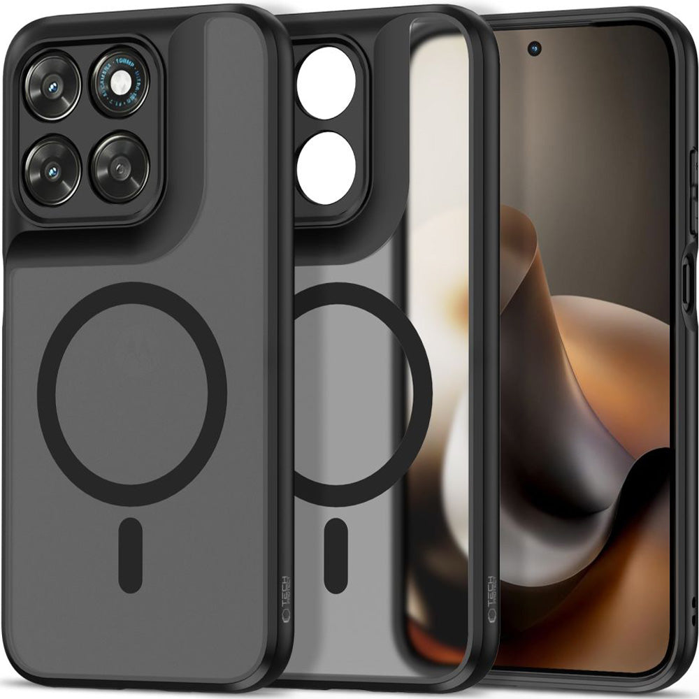 Handyhülle für Motorola Moto G77 5G / Moto G67 5G, Tech-Protect MagMat MagSafe, Rauchfarben-Schwarz