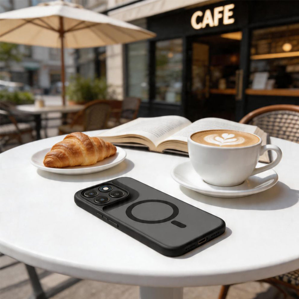 Handyhülle für Motorola Moto G77 5G / Moto G67 5G, Tech-Protect MagMat MagSafe, Rauchfarben-Schwarz