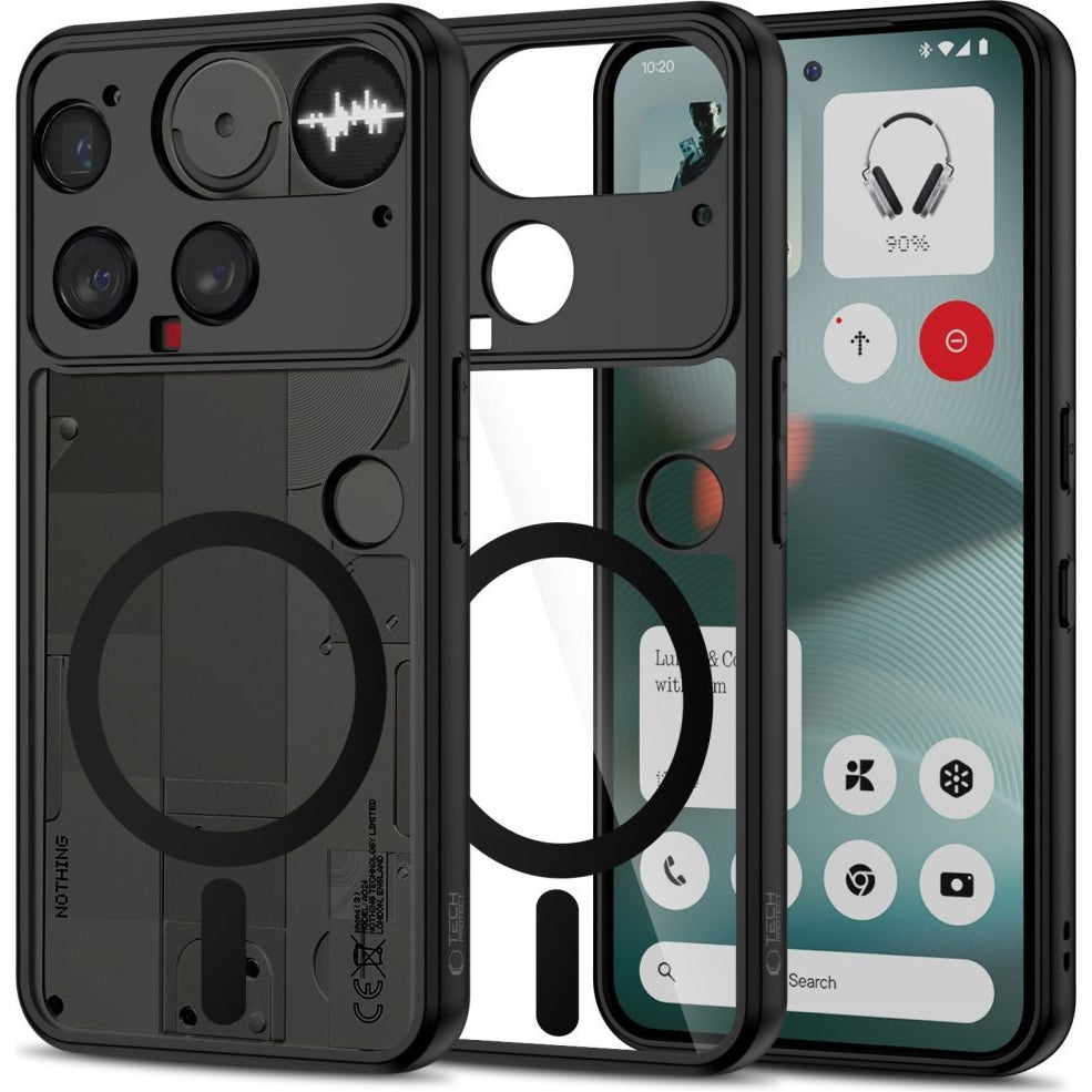 Handyhülle für Nothing Phone 3, Tech-Protect MagMat MagSafe, Transparent-Schwarz