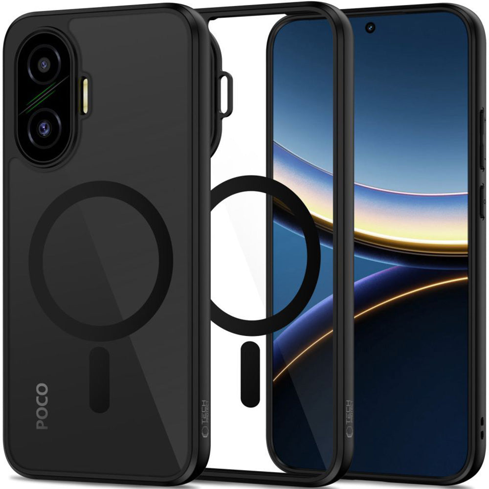 Handyhülle für Xiaomi POCO F7, Tech-Protect MagMat MagSafe, Transparent-Schwarz