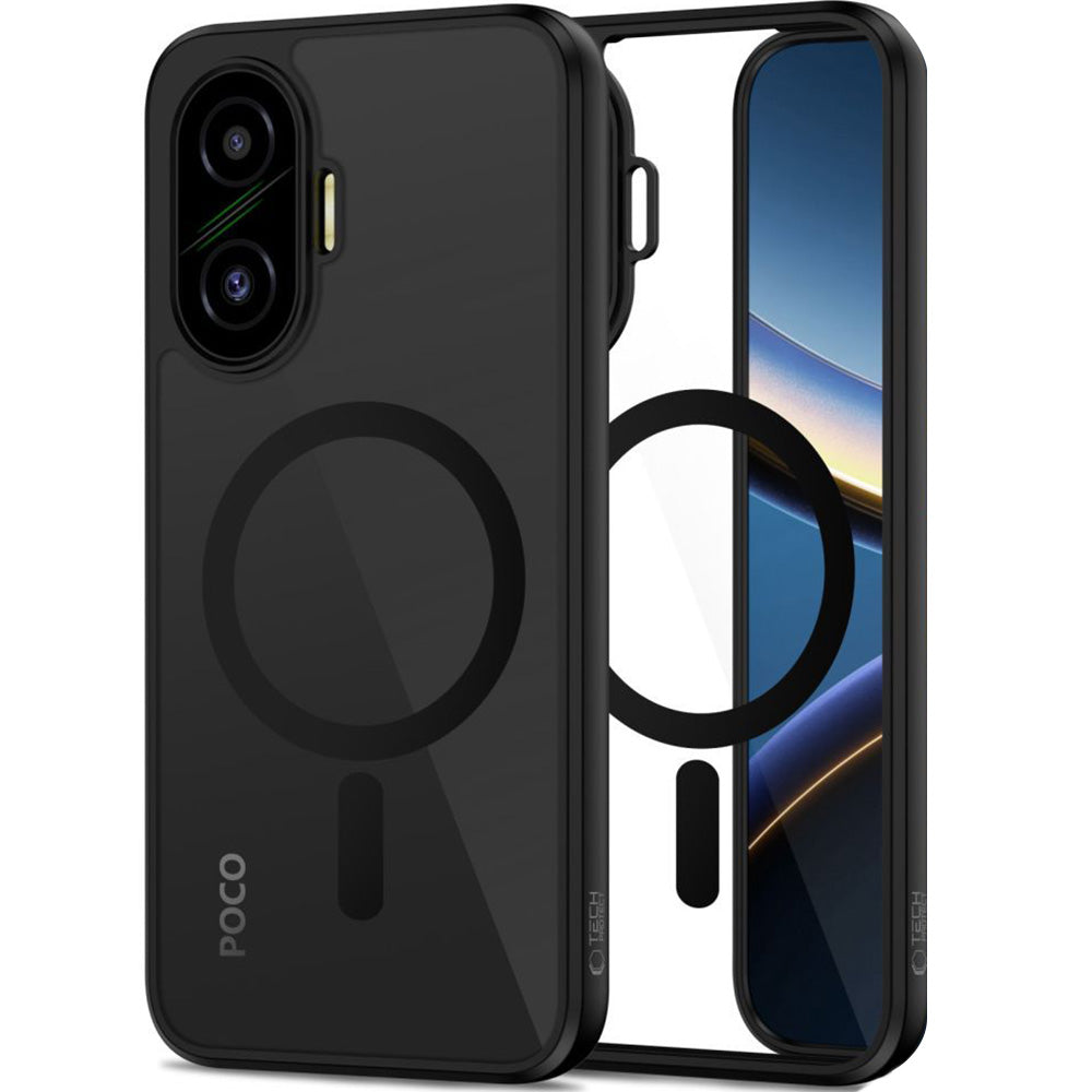 Handyhülle für Xiaomi POCO F7, Tech-Protect MagMat MagSafe, Transparent-Schwarz