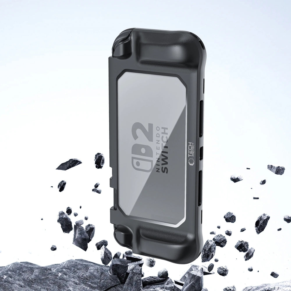 Hülle für Nintendo Switch 2, Tech-Protect MagMat, Transparent und Schwarz