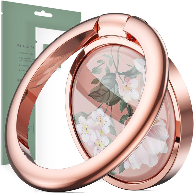 Tech Protect Magnetic Ring Telefonhalter, Rosa mit Blumen