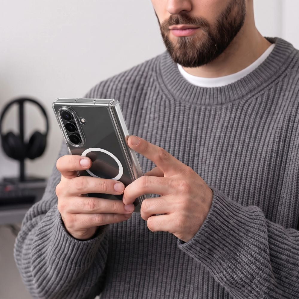 Handyhülle für Galaxy Z Fold8 Ultra / Fold7, Tech-Protect MagPeak mit MagSafe, Transparent-Weiß (7/8)