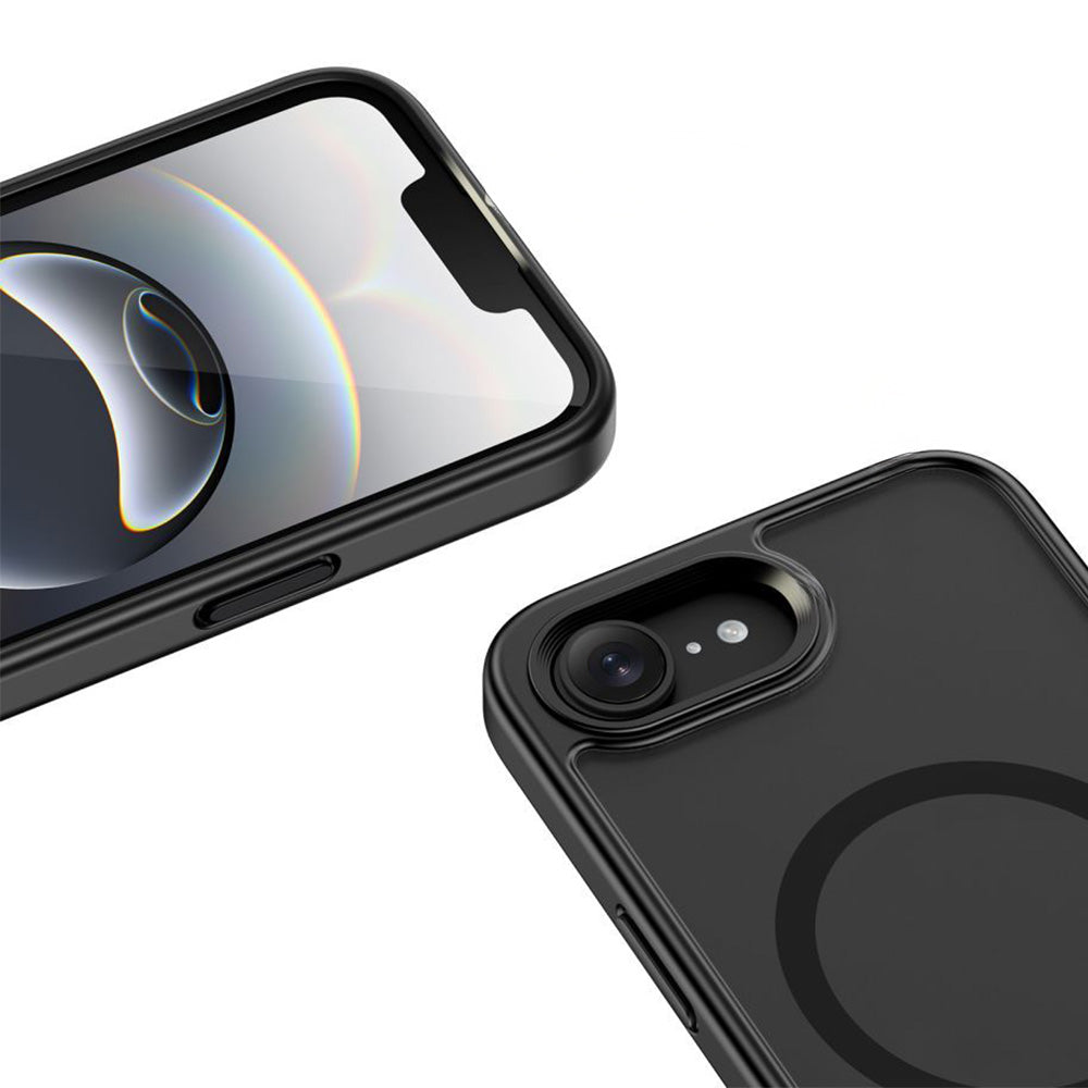 Handyhülle mit Ständer für iPhone 17e / 16e mit MagSafe, Tech-Protect MagRack, Durchscheinend-Schwarz