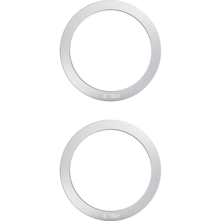 Magnetplatten Tech-Protect MMP-100 2in1 Magnetic MagSafe Ring für Hüllen ohne MagSafe, 2 Stück, Silbern
