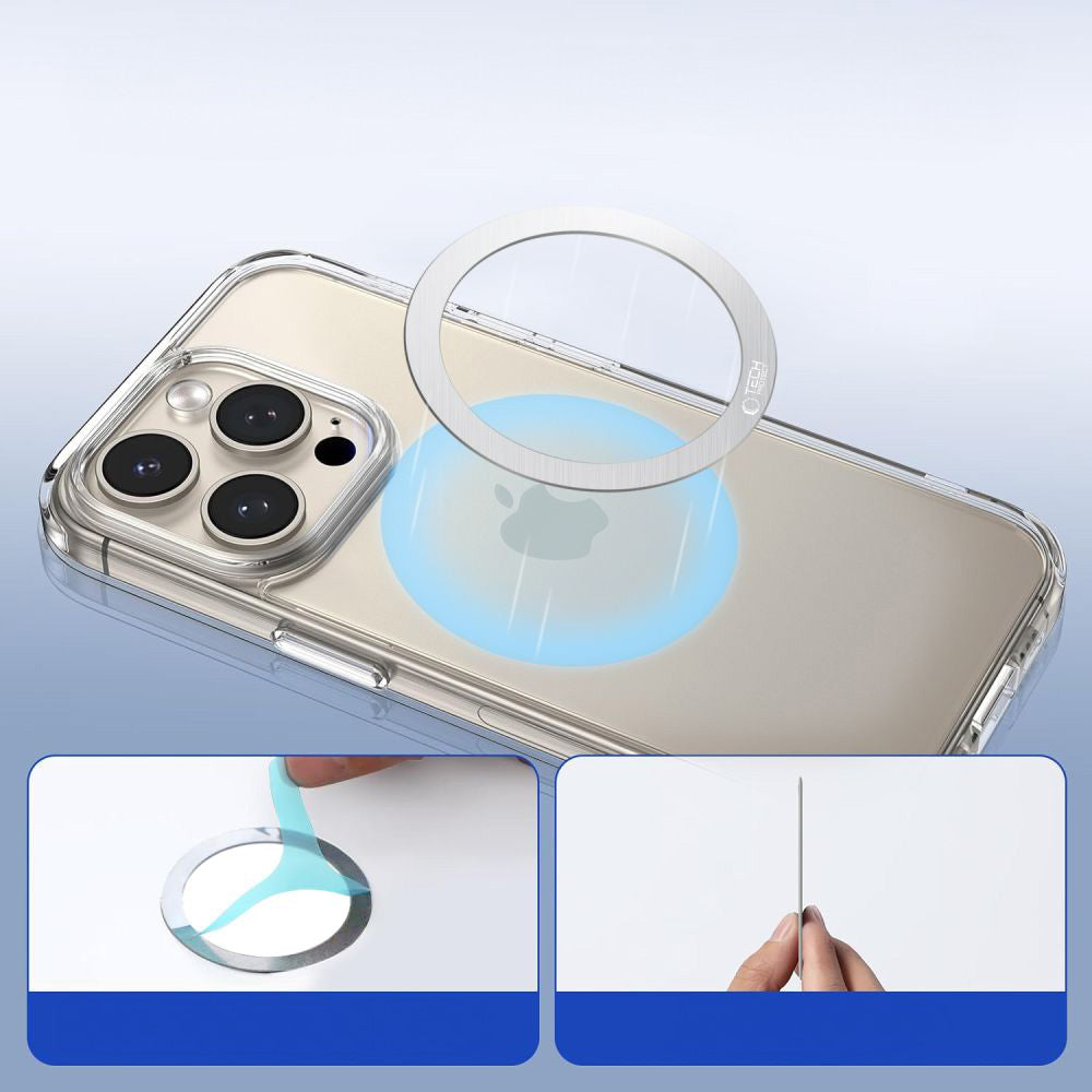 Magnetplatten Tech-Protect MMP-100 2in1 Magnetic MagSafe Ring für Hüllen ohne MagSafe, 2 Stück, Silbern