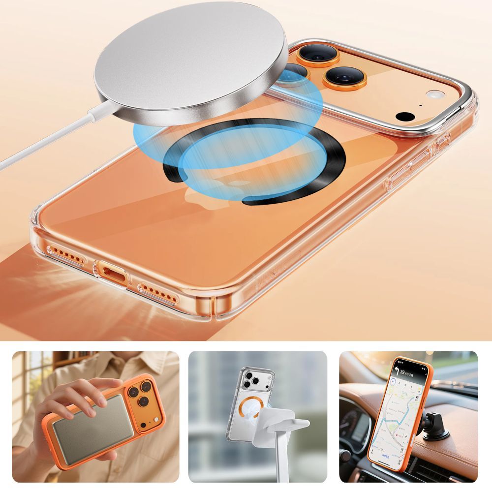Magnetplatten Tech-Protect MMP-210 Magnetic MagSafe Ring für Hüllen ohne Magsafe, Schwarz / Orange