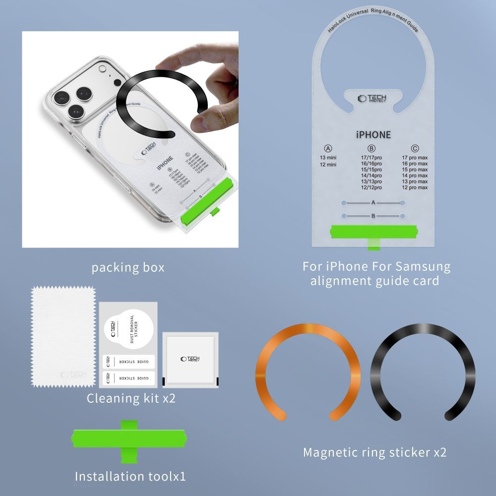 Magnetplatten Tech-Protect MMP-210 Magnetic MagSafe Ring für Hüllen ohne Magsafe, Schwarz / Orange