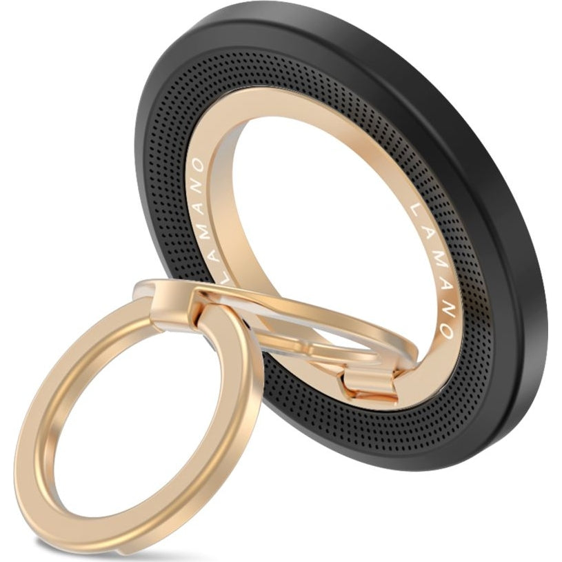 Magnetischer Fingerhalter, Tech-Protect MMR700 Magnetic MagSafe Ring, Telefonhaler, Schwarz-Golden