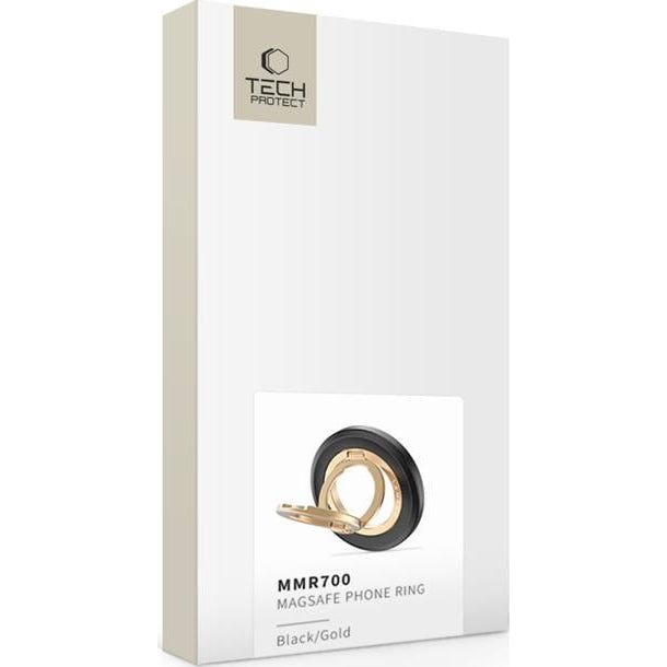 Magnetischer Fingerhalter, Tech-Protect MMR700 Magnetic MagSafe Ring, Telefonhaler, Schwarz-Golden