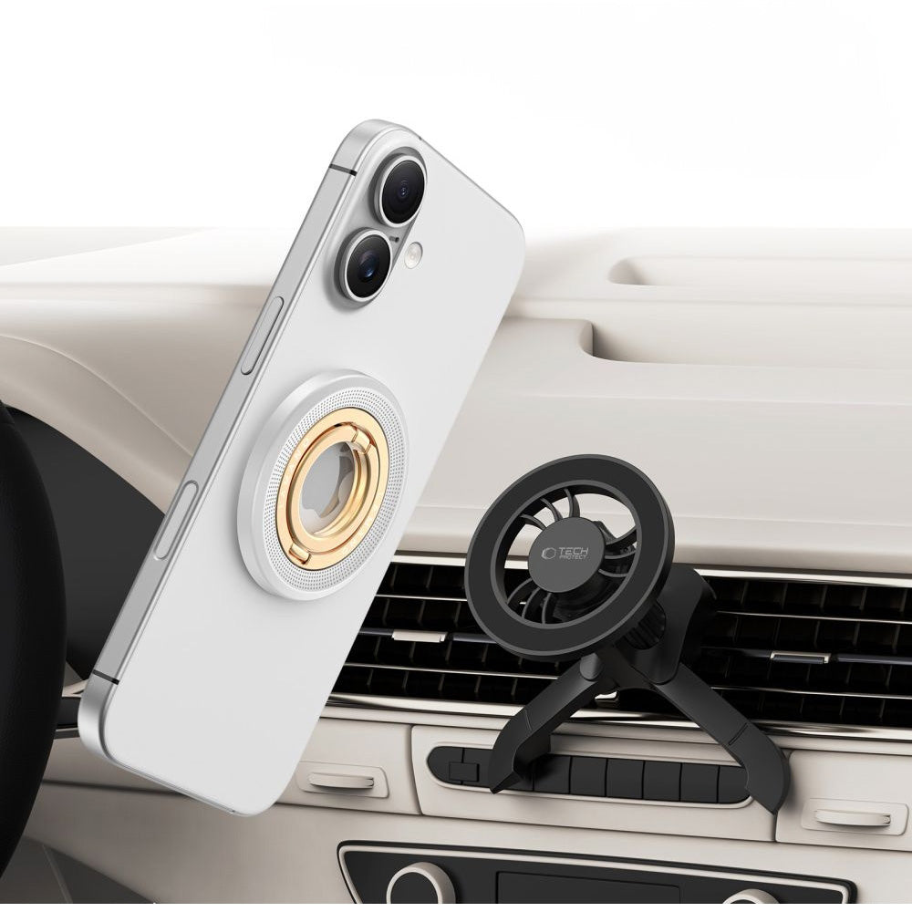 Magnetischer Fingerhalter, Tech-Protect MMR700 Magnetic MagSafe Ring, Telefonhaler, Titanium-Golden