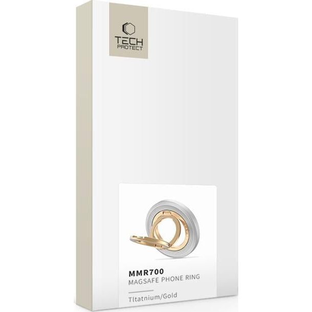 Magnetischer Fingerhalter, Tech-Protect MMR700 Magnetic MagSafe Ring, Telefonhaler, Titanium-Golden