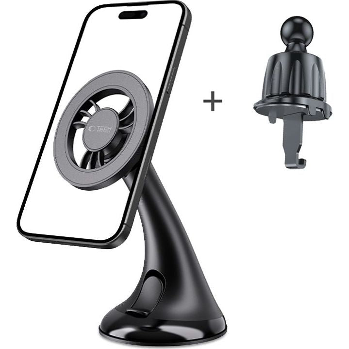 Magnetische Handy-Halterung für Lüftungsgitter / Cockpit / Windschutzscheiben, Tech-Protect N56, mit MagSafe, Schwarz